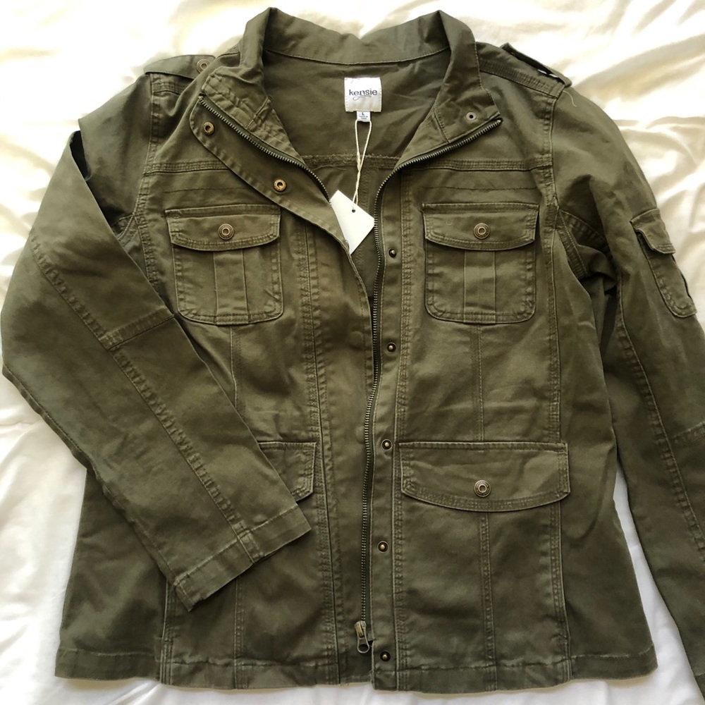 Army green Kenzie utility twill jacket